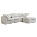  Manufacturer Color_Cream -- Plush 105" Cream Velvet Upholstered Standard Comfort 4 pc Modular Sectional IMAGE 1