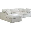  Manufacturer Color_Cream -- Plush 105" Cream Velvet Upholstered Standard Comfort 4 pc Modular Sectional IMAGE 3