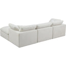  Manufacturer Color_Cream -- Plush 105" Cream Velvet Upholstered Standard Comfort 4 pc Modular Sectional IMAGE 7