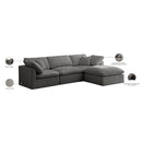  Manufacturer Color_Grey -- Plush 105" Grey Velvet Upholstered Standard Comfort 4 pc Modular Sectional IMAGE 13