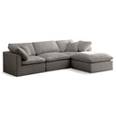  Manufacturer Color_Grey -- Plush 105" Grey Velvet Upholstered Standard Comfort 4 pc Modular Sectional IMAGE 1