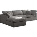 Manufacturer Color_Grey -- Plush 105" Grey Velvet Upholstered Standard Comfort 4 pc Modular Sectional IMAGE 3