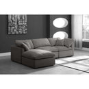  Manufacturer Color_Grey -- Plush 105" Grey Velvet Upholstered Standard Comfort 4 pc Modular Sectional IMAGE 4