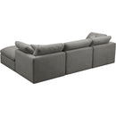  Manufacturer Color_Grey -- Plush 105" Grey Velvet Upholstered Standard Comfort 4 pc Modular Sectional IMAGE 7
