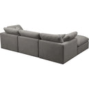  Manufacturer Color_Grey -- Plush 105" Grey Velvet Upholstered Standard Comfort 4 pc Modular Sectional IMAGE 8