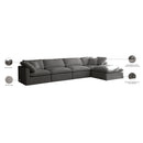  Manufacturer Color_Grey -- Plush 140" Grey Velvet Upholstered Standard Comfort 5 pc Modular Sectional IMAGE 13