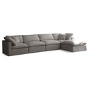  Manufacturer Color_Grey -- Plush 140" Grey Velvet Upholstered Standard Comfort 5 pc Modular Sectional IMAGE 1