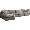  Manufacturer Color_Grey -- Plush 140" Grey Velvet Upholstered Standard Comfort 5 pc Modular Sectional IMAGE 3