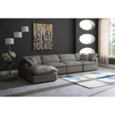  Manufacturer Color_Grey -- Plush 140" Grey Velvet Upholstered Standard Comfort 5 pc Modular Sectional IMAGE 4