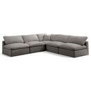  Manufacturer Color_Grey -- Plush 105" Grey Velvet Upholstered Standard Comfort 5 pc Modular Sectional IMAGE 1