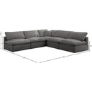  Manufacturer Color_Grey -- Plush 105" Grey Velvet Upholstered Standard Comfort 5 pc Modular Sectional IMAGE 7