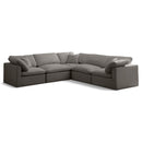  Manufacturer Color_Grey -- Plush 105" Grey Velvet Upholstered Standard Comfort 5 pc Modular Sectional IMAGE 1