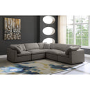  Manufacturer Color_Grey -- Plush 105" Grey Velvet Upholstered Standard Comfort 5 pc Modular Sectional IMAGE 2