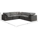  Manufacturer Color_Grey -- Plush 105" Grey Velvet Upholstered Standard Comfort 5 pc Modular Sectional IMAGE 7