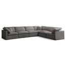  Manufacturer Color_Grey -- Plush 140" Grey Velvet Upholstered Standard Comfort 6 pc Modular Sectional IMAGE 1