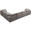  Manufacturer Color_Grey -- Plush 140" Grey Velvet Upholstered Standard Comfort 6 pc Modular Sectional IMAGE 4