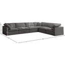  Manufacturer Color_Grey -- Plush 140" Grey Velvet Upholstered Standard Comfort 6 pc Modular Sectional IMAGE 8