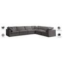  Manufacturer Color_Grey -- Plush 140" Grey Velvet Upholstered Standard Comfort 6 pc Modular Sectional IMAGE 9