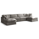  Manufacturer Color_Grey -- Plush 140" Grey Velvet Upholstered Standard Comfort 6 pc Modular Sectional IMAGE 1