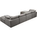  Manufacturer Color_Grey -- Plush 140" Grey Velvet Upholstered Standard Comfort 6 pc Modular Sectional IMAGE 4
