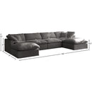  Manufacturer Color_Grey -- Plush 140" Grey Velvet Upholstered Standard Comfort 6 pc Modular Sectional IMAGE 8