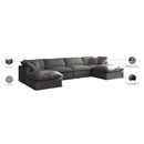  Manufacturer Color_Grey -- Plush 140" Grey Velvet Upholstered Standard Comfort 6 pc Modular Sectional IMAGE 9