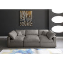  Manufacturer Color_Grey -- Plush 105" Grey Velvet Upholstered Standard Comfort 6 pc Modular Sectional IMAGE 3