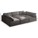  Manufacturer Color_Grey -- Plush 105" Grey Velvet Upholstered Standard Comfort 6 pc Modular Sectional IMAGE 8