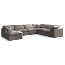  Manufacturer Color_Grey -- Plush 140" Grey Velvet Upholstered Standard Comfort 7 pc Modular Sectional IMAGE 1