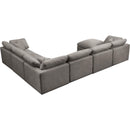  Manufacturer Color_Grey -- Plush 140" Grey Velvet Upholstered Standard Comfort 7 pc Modular Sectional IMAGE 4