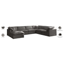  Manufacturer Color_Grey -- Plush 140" Grey Velvet Upholstered Standard Comfort 7 pc Modular Sectional IMAGE 9