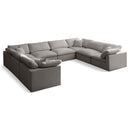  Manufacturer Color_Grey -- Plush 140" Grey Velvet Upholstered Standard Comfort 8 pc Modular Sectional IMAGE 1