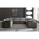  Manufacturer Color_Grey -- Plush 140" Grey Velvet Upholstered Standard Comfort 8 pc Modular Sectional IMAGE 3
