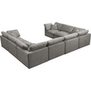  Manufacturer Color_Grey -- Plush 140" Grey Velvet Upholstered Standard Comfort 8 pc Modular Sectional IMAGE 4