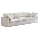  Manufacturer Color_Cream -- Plush 105" Cream Velvet Upholstered Standard Comfort 3 pc Modular Sofa IMAGE 1