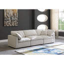  Manufacturer Color_Cream -- Plush 105" Cream Velvet Upholstered Standard Comfort 3 pc Modular Sofa IMAGE 2