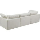  Manufacturer Color_Cream -- Plush 105" Cream Velvet Upholstered Standard Comfort 3 pc Modular Sofa IMAGE 4