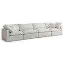  Manufacturer Color_Cream -- Plush 140" Cream Velvet Upholstered Standard Comfort 4 pc Modular Sofa IMAGE 1