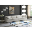  Manufacturer Color_Cream -- Plush 140" Cream Velvet Upholstered Standard Comfort 4 pc Modular Sofa IMAGE 2