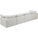  Manufacturer Color_Cream -- Plush 140" Cream Velvet Upholstered Standard Comfort 4 pc Modular Sofa IMAGE 4