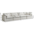  Manufacturer Color_Cream -- Plush 140" Cream Velvet Upholstered Standard Comfort 4 pc Modular Sofa IMAGE 8