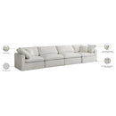  Manufacturer Color_Cream -- Plush 140" Cream Velvet Upholstered Standard Comfort 4 pc Modular Sofa IMAGE 9