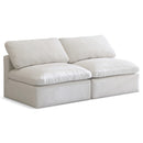  Manufacturer Color_Cream -- Plush 70" Cream Velvet Upholstered Standard Comfort 2 pc Armless Modular Loveseat IMAGE 1