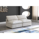 Manufacturer Color_Cream -- Plush 70" Cream Velvet Upholstered Standard Comfort 2 pc Armless Modular Loveseat IMAGE 2