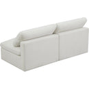  Manufacturer Color_Cream -- Plush 70" Cream Velvet Upholstered Standard Comfort 2 pc Armless Modular Loveseat IMAGE 4