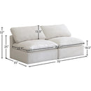  Manufacturer Color_Cream -- Plush 70" Cream Velvet Upholstered Standard Comfort 2 pc Armless Modular Loveseat IMAGE 8