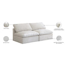  Manufacturer Color_Cream -- Plush 70" Cream Velvet Upholstered Standard Comfort 2 pc Armless Modular Loveseat IMAGE 9