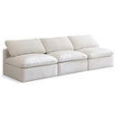  Manufacturer Color_Cream -- Plush 105" Cream Velvet Upholstered Standard Comfort 3 pc Armless Modular Sofa IMAGE 1