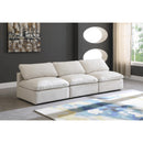  Manufacturer Color_Cream -- Plush 105" Cream Velvet Upholstered Standard Comfort 3 pc Armless Modular Sofa IMAGE 2