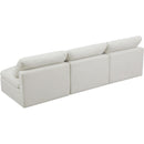  Manufacturer Color_Cream -- Plush 105" Cream Velvet Upholstered Standard Comfort 3 pc Armless Modular Sofa IMAGE 4